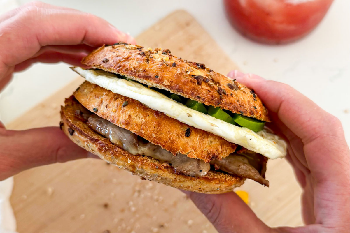 Steak & Egg Stacked Bagel Sandwich