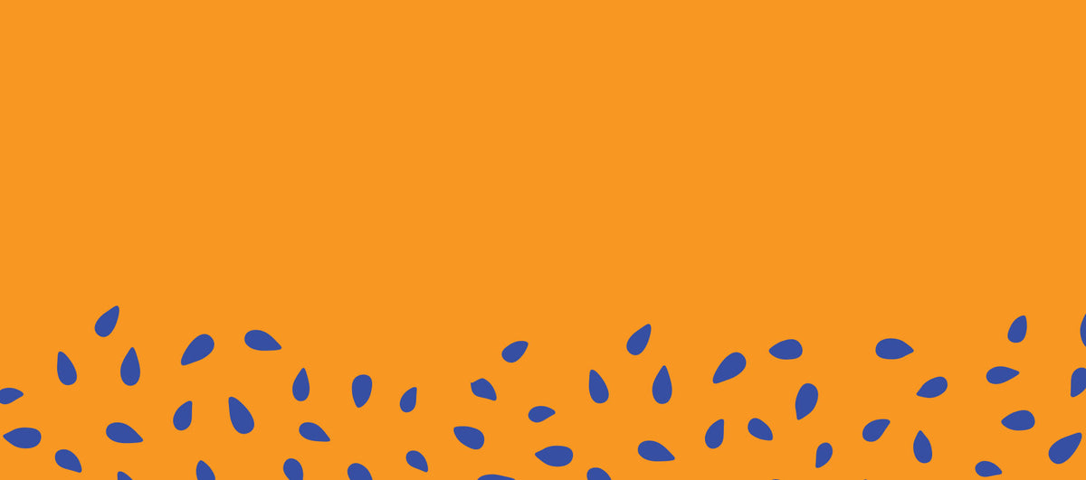 Orange background with blue seed pattern