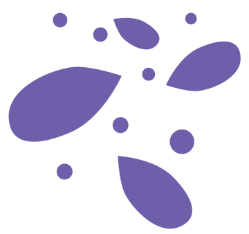 Purple abstract seed design on a white background